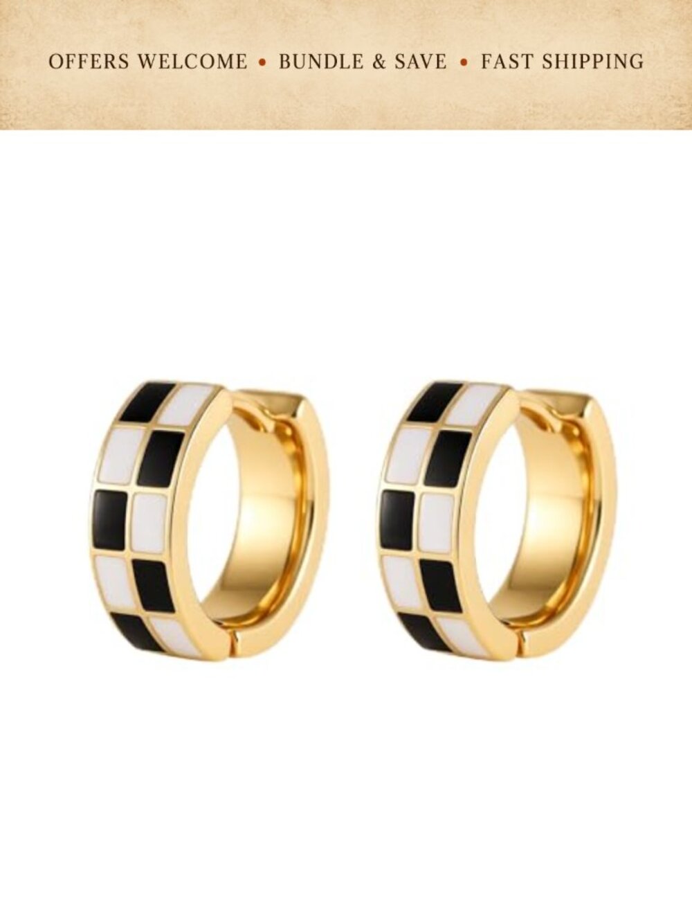 Small Hoop Cartilage Earrings Hypoallergenic Zinc Alloy Checker Enamel Women's